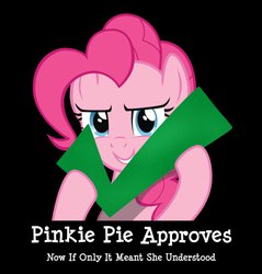 Size: 873x915 | Tagged: artist needed, source needed, safe, pinkie pie, earth pony, pony, g4, check, seal of approval, solo