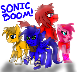 Size: 640x600 | Tagged: safe, artist:arminartichoke, amy rose, knuckles the echidna, male, miles "tails" prower, ponified, sonic boom, sonic the hedgehog, sonic the hedgehog (series)