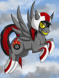 Size: 760x1000 | Tagged: safe, artist:dcwyverx, pegasus, pony, ponified, solo, turbo, watermark, wreck-it ralph
