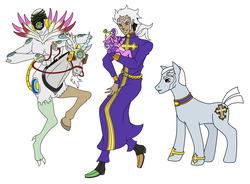 Size: 4008x2952 | Tagged: safe, artist:urusee584, discord, screwball, human, g4, crossover, enrico pucci, humanized, jojo's bizarre adventure, made in heaven, ponified, stand, stone ocean, the green baby