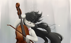 Size: 1470x896 | Tagged: safe, artist:des1597, octavia melody, earth pony, pony, g4, beautiful, cello, female, musical instrument, solo, underwater
