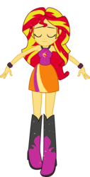 Size: 4923x9682 | Tagged: dead source, safe, artist:birdalliance, sunset shimmer, equestria girls, g4, my little pony equestria girls: rainbow rocks, absurd resolution, arms wide open, clothes, cutie mark on clothes, eyes closed, female, simple background, skirt, sleeveless, solo, sparkles, sunset shimmer's skirt, transparent background, vector