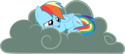 Size: 6940x3034 | Tagged: dead source, safe, artist:birdalliance, rainbow dash, pegasus, pony, g4, absurd resolution, cloud, cute, dashabetes, depressed, female, fetal position, mare, sad, simple background, solo, stormcloud, transparent background, vector