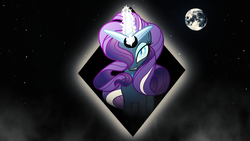 Size: 2560x1440 | Tagged: safe, artist:sourspot, artist:tysonm, edit, nightmare rarity, g4, magic, moon, space, vector, wallpaper, wallpaper edit