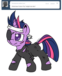 Size: 673x821 | Tagged: safe, artist:lustrous-dreams, twilight sparkle, ask filly twilight, g4, ask, clothes, eyepatch, female, filly, future twilight, solo, tumblr, younger