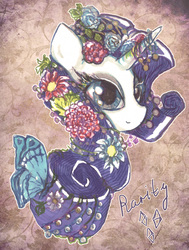 Size: 1703x2250 | Tagged: safe, artist:swallowchaser, rarity, g4, flower, flower in hair, portrait