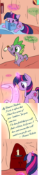 Size: 755x3398 | Tagged: safe, artist:lustrous-dreams, spike, twilight sparkle, ask filly twilight, g4, ask, book, filly, letter, magic, tumblr, younger