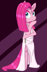 Size: 939x1434 | Tagged: safe, artist:notenoughapples, pinkie pie, earth pony, pony, g4, bipedal, clothes, dress, female, jewelry, magazine cover, necklace, pinkamena diane pie, pose, solo