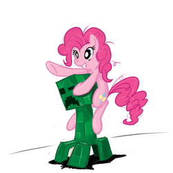 Size: 1000x1000 | Tagged: safe, artist:fiarel, pinkie pie, g4, creeper, crossover, minecraft