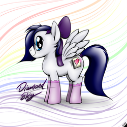 Size: 1000x1000 | Tagged: safe, artist:diamondskypony, oc, oc only, oc:diamond sky, bow, clothes, socks, solo