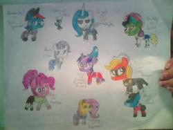 Size: 640x480 | Tagged: safe, artist:internet-hog, applejack, fluttershy, pinkie pie, rainbow dash, rarity, twilight sparkle, oc, oc:dark, oc:giggly glee, oc:scribbly dibbly doo, g4, clothes, cosplay, costume, crossover, dash parr, disney infinity, elsa, fantasia, frozen (movie), hat, jack skellington, jack sparrow, james p. sullivan, jessie (toy story), mane six, mickey mouse, monsters inc., monsters university, photo, pirates of the caribbean, queen elsarity, rapunzel, tangled (disney), teddy bear, the incredibles, the lone ranger, the nightmare before christmas, toy story, traditional art, vanellope von schweetz, wreck-it ralph