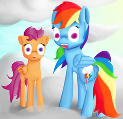 Size: 2013x1940 | Tagged: safe, artist:crashbrowns, rainbow dash, scootaloo, pegasus, pony, g4, butt, duo, female, mare, plot