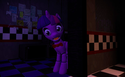 Size: 897x557 | Tagged: artist needed, source needed, safe, twilight sparkle, alicorn, pony, robot, robot pony, five nights at aj's, g4, 3d, animatronic, applefreddy fazjack's pizzeria, creepy, crossover, female, five nights at freddy's, looking at you, mare, solo, twibon, twilight sparkle (alicorn)