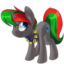 Size: 1546x1555 | Tagged: safe, artist:january3rd, oc, oc only, pony, unicorn, bells, simple background, solo, transparent background, wink
