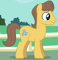 Size: 332x343 | Tagged: safe, screencap, caramel, earth pony, pony, g4, the best night ever, background pony, male, solo, stallion