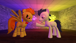 Size: 1024x576 | Tagged: safe, artist:fullmoonrose7, soarin', spitfire, pony, robot, robot pony, five nights at aj's, g4, 3d, animatronic, applefreddy fazjack's pizzeria, five nights at freddy's, old cutie mark