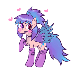 Size: 965x944 | Tagged: safe, artist:moekonya, oc, oc only, oc:shiny dawn, pegasus, pony, animated, blushing, colored wings, colored wingtips, cute, heart, heart eyes, open mouth, simple background, smiling, solo, spread wings, transparent background, wingding eyes