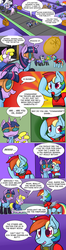 Size: 963x3675 | Tagged: safe, artist:zanezandell, dinky hooves, rainbow dash, twilight sparkle, alicorn, pony, ask evil genius twilight, g4, comic, female, goggles, mare, tumblr, twilight sparkle (alicorn)