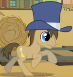 Size: 150x157 | Tagged: safe, screencap, dj whooves, earth pony, pony, g4, over a barrel, cropped, hat, male, running, solo, stallion, top hat, tumbleweed
