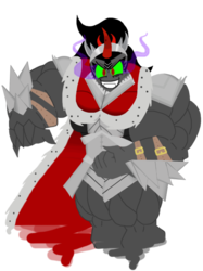 Size: 524x699 | Tagged: safe, artist:minimannitaur, king sombra, anthro, g4, king sombara, looking at you, muscles, queen umbra, rule 63