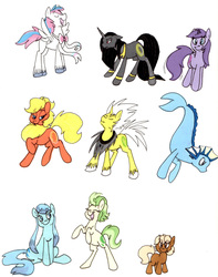 Size: 2002x2542 | Tagged: safe, artist:frankilew, earth pony, eevee, espeon, flareon, glaceon, jolteon, leafeon, pegasus, pony, sea pony, sylveon, umbreon, unicorn, vaporeon, ear fins, eeveelutions, female, foal, high res, male, mare, pokémon, ponified, rearing, simple background, stallion, white background