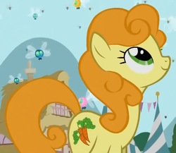 Size: 515x447 | Tagged: safe, screencap, carrot top, golden harvest, earth pony, parasprite, pony, g4, swarm of the century