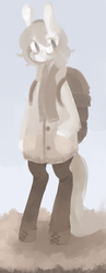 Size: 678x1741 | Tagged: dead source, safe, artist:berrydrops, oc, oc only, oc:pocket, semi-anthro, backpack, bipedal, clothes, female, jacket, scarf, solo