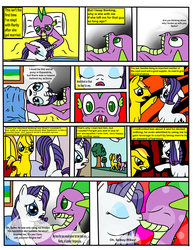 Size: 2550x3310 | Tagged: safe, artist:astroanimations, rarity, spike, dragon, pony, unicorn, g4, comic, female, high res, infidelity, kiss on the lips, kissing, male, mare, ship:sparity, shipping, straight