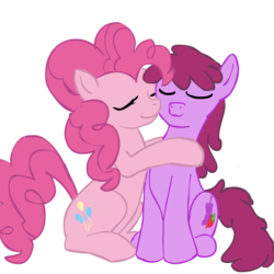 Size: 800x800 | Tagged: artist needed, source needed, safe, berry punch, berryshine, pinkie pie, g4, hug, simple background, transparent background