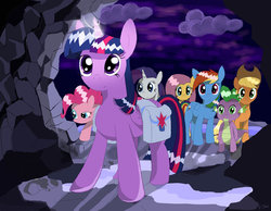 Size: 1015x787 | Tagged: safe, artist:dashydo, applejack, fluttershy, pinkie pie, rainbow dash, rarity, spike, twilight sparkle, alicorn, pony, g4, female, mane seven, mane six, mare, twilight sparkle (alicorn)