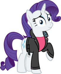 Size: 3372x4071 | Tagged: safe, artist:datnaro, artist:nickman983, artist:sebisscout1997, edit, rarity, pony, unicorn, g4, 50's fashion, 50s, clothes, female, greaser, jacket, leather jacket, mare, ponytail, raised hoof, simple background, transparent background, tunnel snakes, tunnel snakes rule, vector