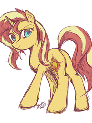 Size: 600x800 | Tagged: safe, artist:samonferrari, sunset shimmer, pony, unicorn, g4, butt, female, looking back, plot, solo