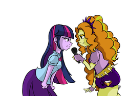 Size: 1024x768 | Tagged: safe, artist:taligintou, adagio dazzle, twilight sparkle, equestria girls, g4, microphone