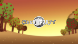 Size: 2560x1440 | Tagged: safe, artist:ciderparty, cider, logo, sunset, wallpaper