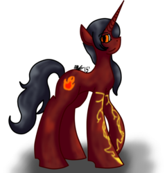 Size: 691x718 | Tagged: safe, artist:kittys-yay, pony, cinder fall, glowing veins, ponified, rwby, solo