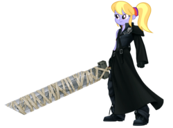 Size: 720x532 | Tagged: safe, cloudy kicks, equestria girls, g4, background human, cloud strife, disney, female, final fantasy, final fantasy vii, kingdom hearts, pun, render, simple background, solo, transparent background, vector