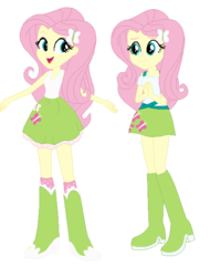 Size: 460x606 | Tagged: safe, artist:berrypunchrules, fluttershy, human, equestria girls, g4, alternate clothes, alternate design, boots, clothes, cute, high heel boots, human counterpart, humanized, looking at you, pony counterpart, self ponidox, skirt