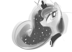 Size: 931x670 | Tagged: safe, artist:tess, princess luna, g4, female, monochrome, sketch, solo