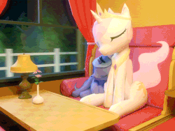 Size: 480x360 | Tagged: safe, artist:spectre-z, princess celestia, princess luna, alicorn, pony, g4, 3d, animated, cuddling, cute, duo, eyes closed, female, filly, foal, gif, hooves, horn, jewelry, low poly, lunabetes, mare, night, pink mane, regalia, s1 luna, sisters, sitting, sleeping, snuggling, tiara, train, train cabin, wings, woona, younger