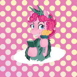 Size: 1050x1050 | Tagged: safe, artist:ceckraft, pinkie pie, g4, clothes, costume, female, solo, statue of liberty