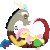 Size: 150x150 | Tagged: safe, artist:heluethehedghehog, discord, fluttershy, g4, animated, female, male, pixel art, ship:discoshy, shipping, simple background, straight, transparent background