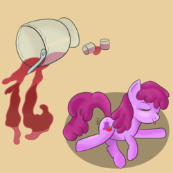Size: 750x750 | Tagged: safe, artist:ratofdrawn, berry punch, berryshine, pony, g4, 16, advent calendar, alcohol, drink, drunk, eyes closed, female, food, numbers, punch (drink), punch bowl, solo
