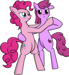 Size: 699x758 | Tagged: safe, artist:lyralicious, berry punch, berryshine, pinkie pie, earth pony, pony, g4, bipedal, dancing, simple background, transparent background