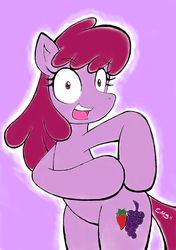 Size: 667x948 | Tagged: safe, artist:crabmeatstick, berry punch, berryshine, earth pony, pony, g4, bipedal, female, solo