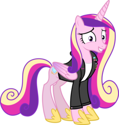 Size: 6135x6485 | Tagged: safe, artist:dasprid, artist:echo-and-hazel-ponis, artist:parclytaxel, artist:racefox, artist:sebisscout1997, edit, princess cadance, alicorn, pony, g4, 50's fashion, 50s, absurd resolution, clothes, concave belly, greaser, jacket, leather jacket, simple background, slender, thin, transparent background, vector