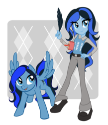 Size: 800x922 | Tagged: safe, artist:rileyav, oc, oc only, oc:stormquill, pegasus, pony, equestria girls, g4, argyle, book, clothes, equestria girls-ified, quill, simple background, solo, transparent background