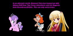 Size: 1187x600 | Tagged: safe, diamond tiara, g4, alternate universe, barely pony related, crossover, elmyra duff, iris sepperin, rosenkreuzstilette, this will end in tears, tiny toon adventures