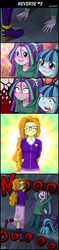 Size: 800x3400 | Tagged: safe, artist:uotapo, adagio dazzle, aria blaze, sonata dusk, human, comic:reverse, equestria girls, g4, my little pony equestria girls: rainbow rocks, :o, adoragio, alternate hairstyle, arm behind back, big no, blushing, clothes, comic, crying, cute, discussion in the comments, eyes closed, faceplant, female, frown, glasses, gritted teeth, high heels, hoodie, jeans, kneeling, lip bite, nerddagio, no eyes, open mouth, pants, reformed, shoes, smiling, sweat, the dazzlings, wavy mouth
