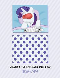 Size: 1236x1600 | Tagged: safe, artist:lunarshinestore, rarity, g4, advertisement, bed, female, newspaper, pillow, sleep mask, sleeping, solo