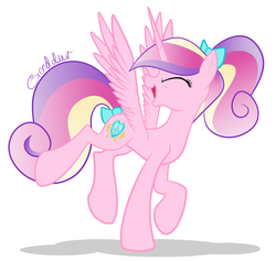 Size: 3608x3416 | Tagged: safe, artist:grendeleev, princess cadance, alicorn, g4, concave belly, cute, cutedance, dancing, female, hair bow, high res, simple background, slender, solo, tail bow, teen princess cadance, thin, white background